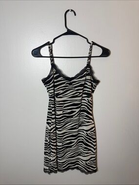 Full Tilt Zebra Print Slip Dress - Black and White Size Small